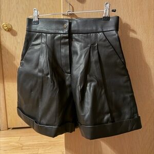 Black Leather Women's Shorts